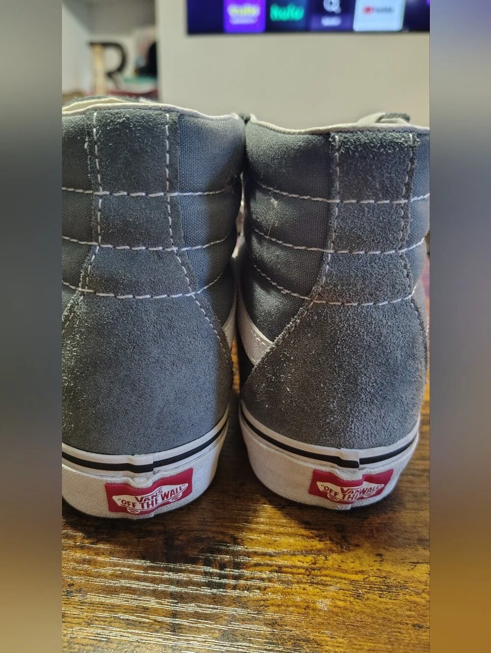 Vans Gray Suede High-Top Sneakers with White Laces